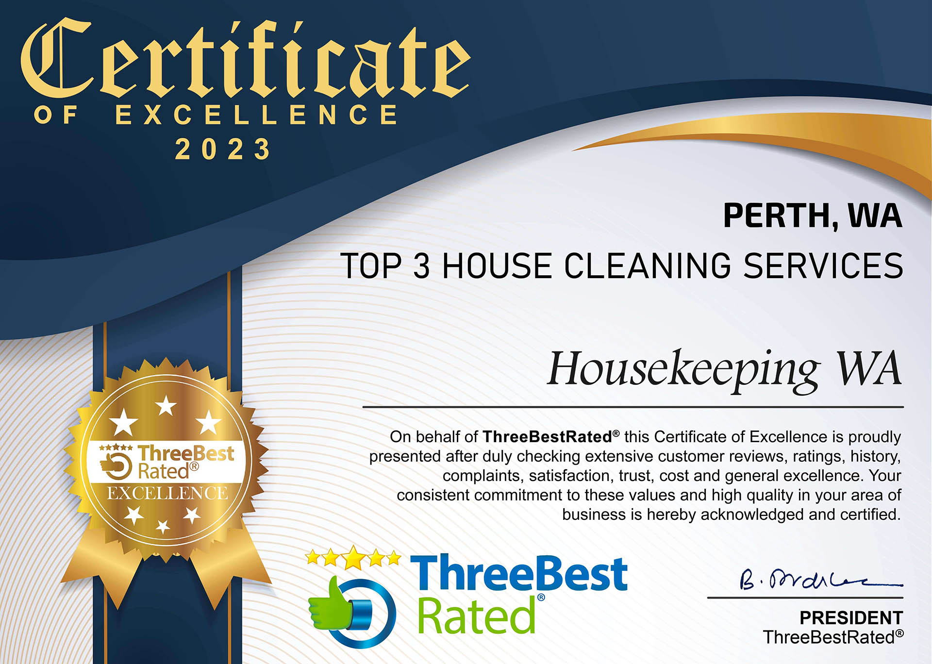 Best house cleaning services certificate of 2023 certification